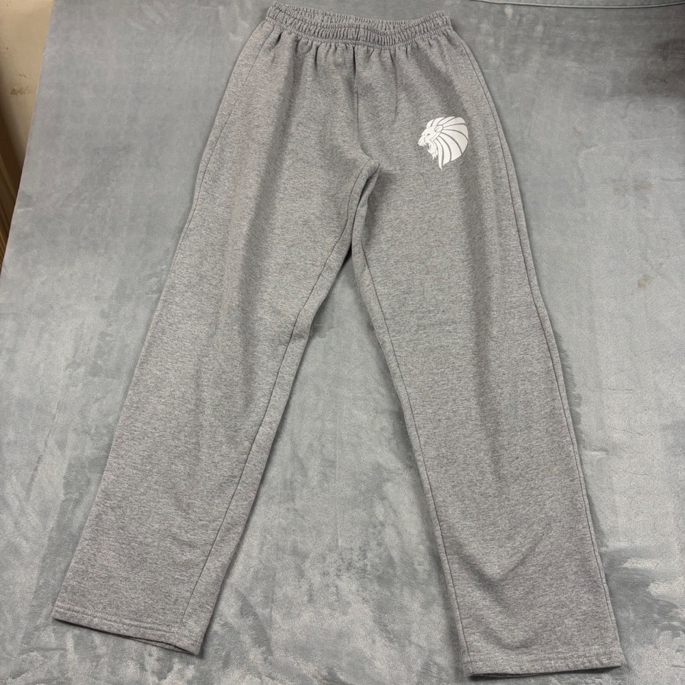 Gildan Gray Lion Graphic Sweatpants Mens Large 36x30 Stretch Waist Fleece Jogger
